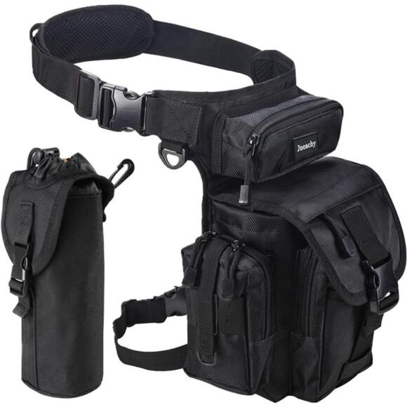 Drop Leg Bag for Men Tactical Metal Detecting Thigh Pack with Water Bottle Pouch - Picture 1 of 7